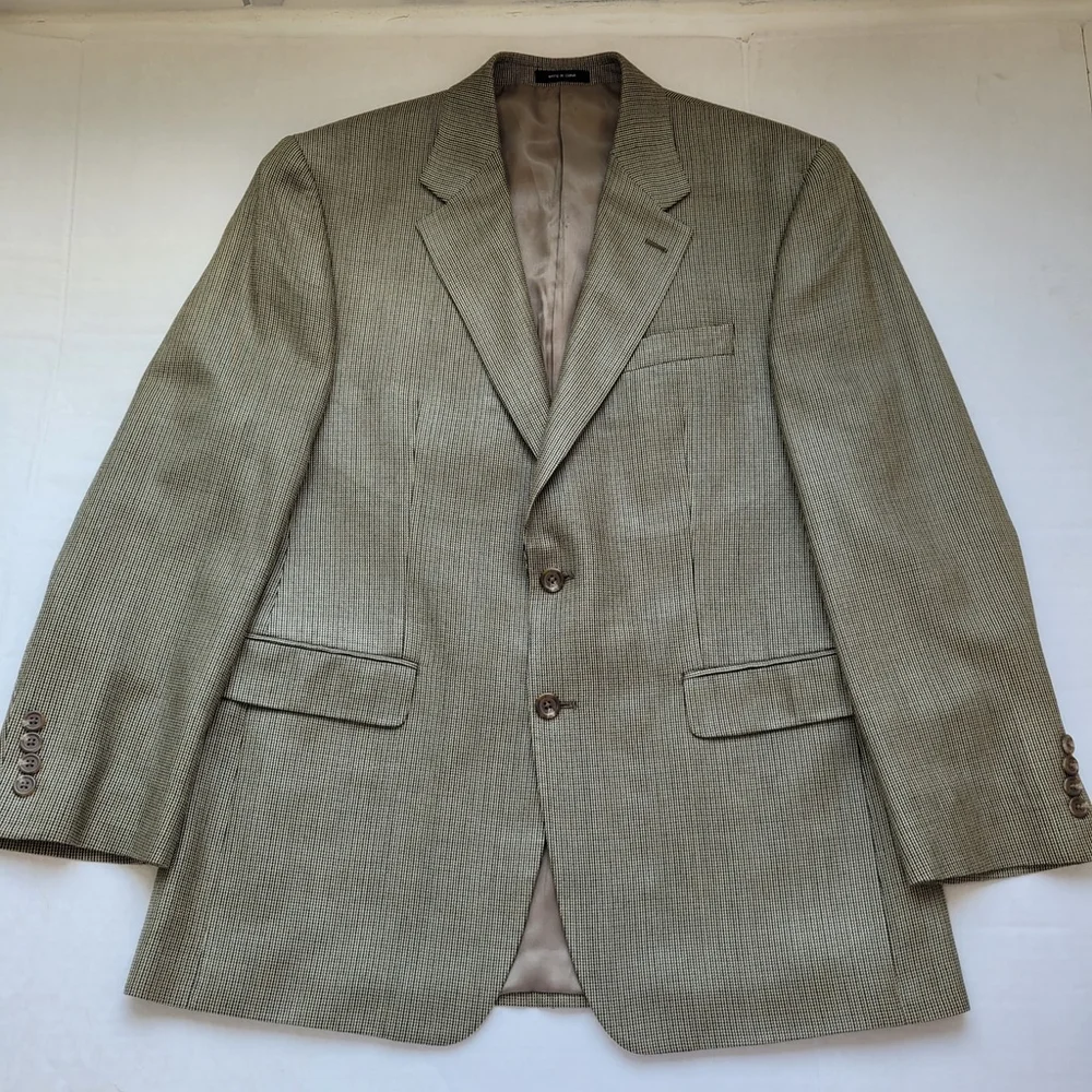 Chaps Blazer Men's 40R Olive Green 100% Silk Sport Coat Jacket 2 Button